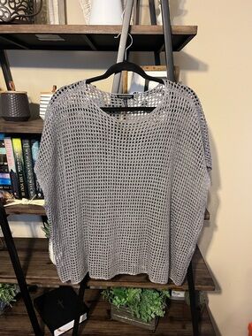 Eileen Fisher Organic Linen Délavé Bateau Neck Top Size M